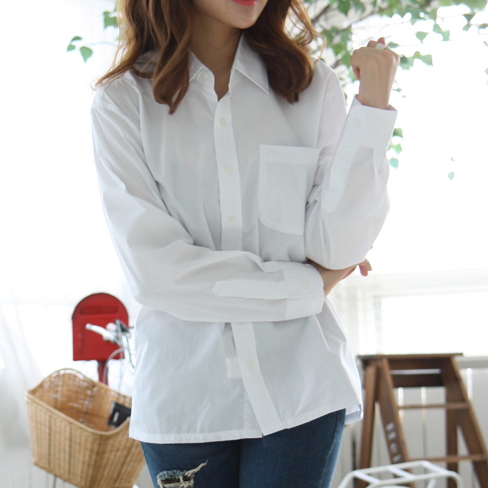 베이직 포켓남방 (백색)