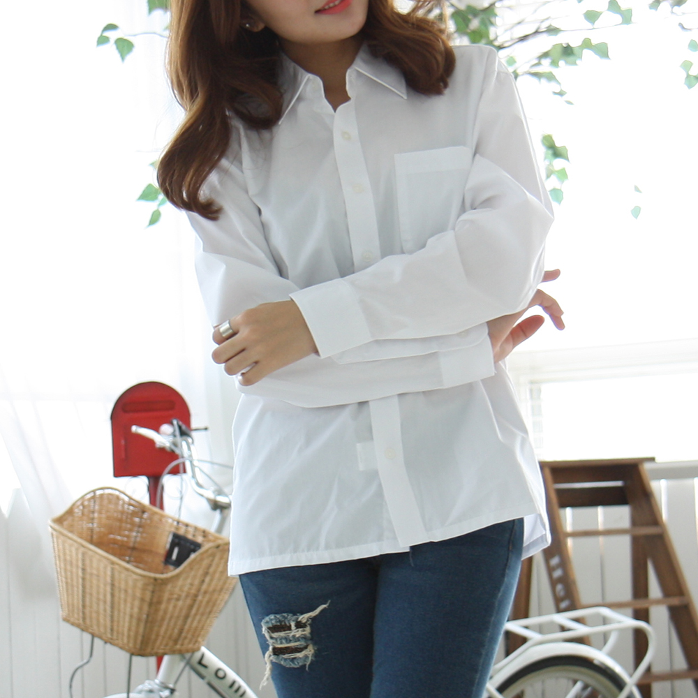 베이직 포켓남방 (백색)