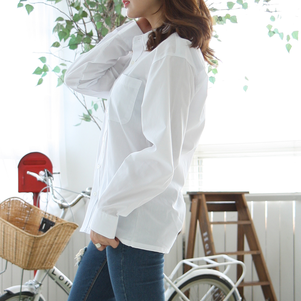 베이직 포켓남방 (백색)