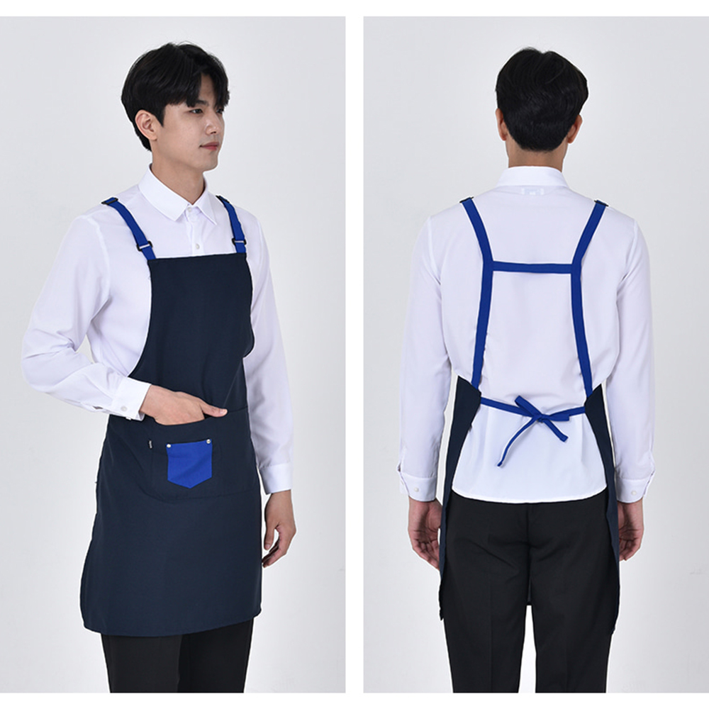H형 배색 포켓 끈조절 앞치마