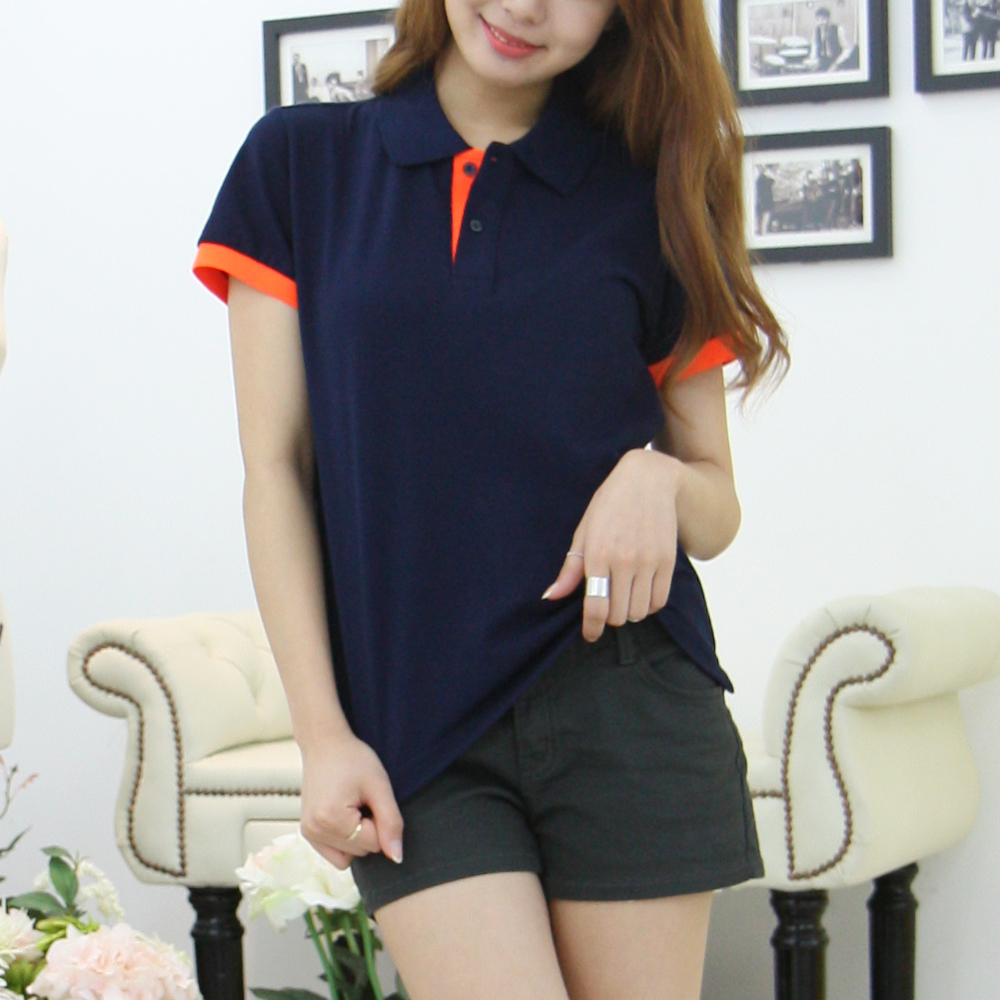 40수 순면 형광 배색 포인트 카라티