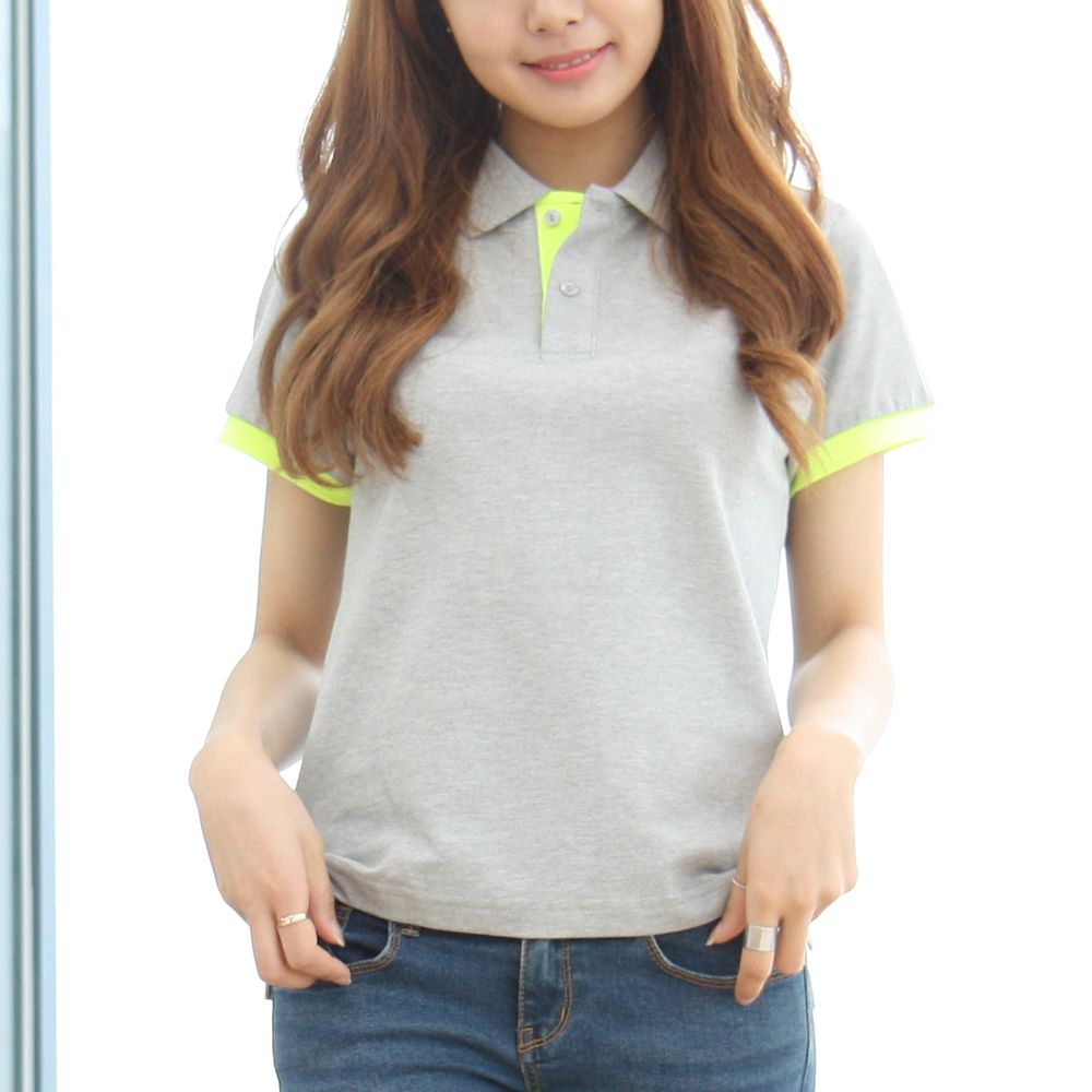 40수 순면 형광 배색 포인트 카라티