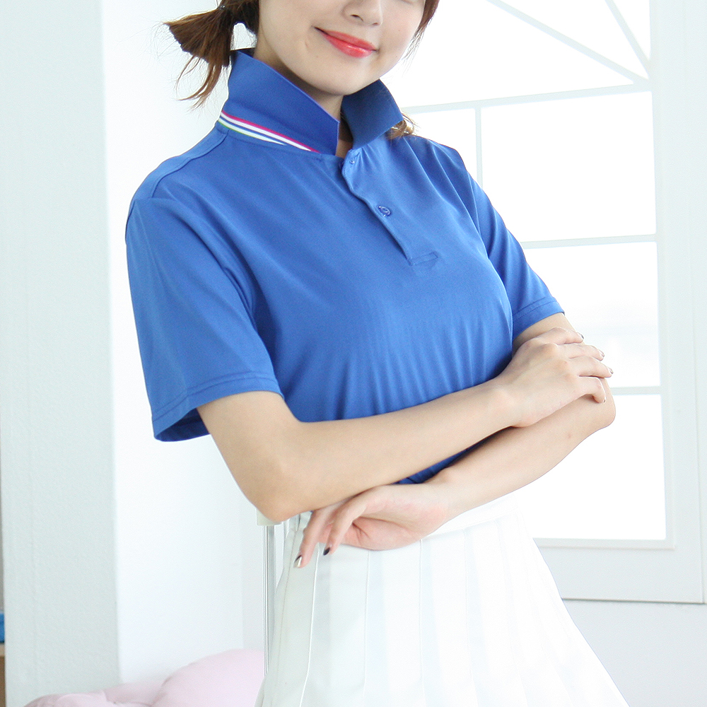 스판덱스 솔리드 카라 반팔