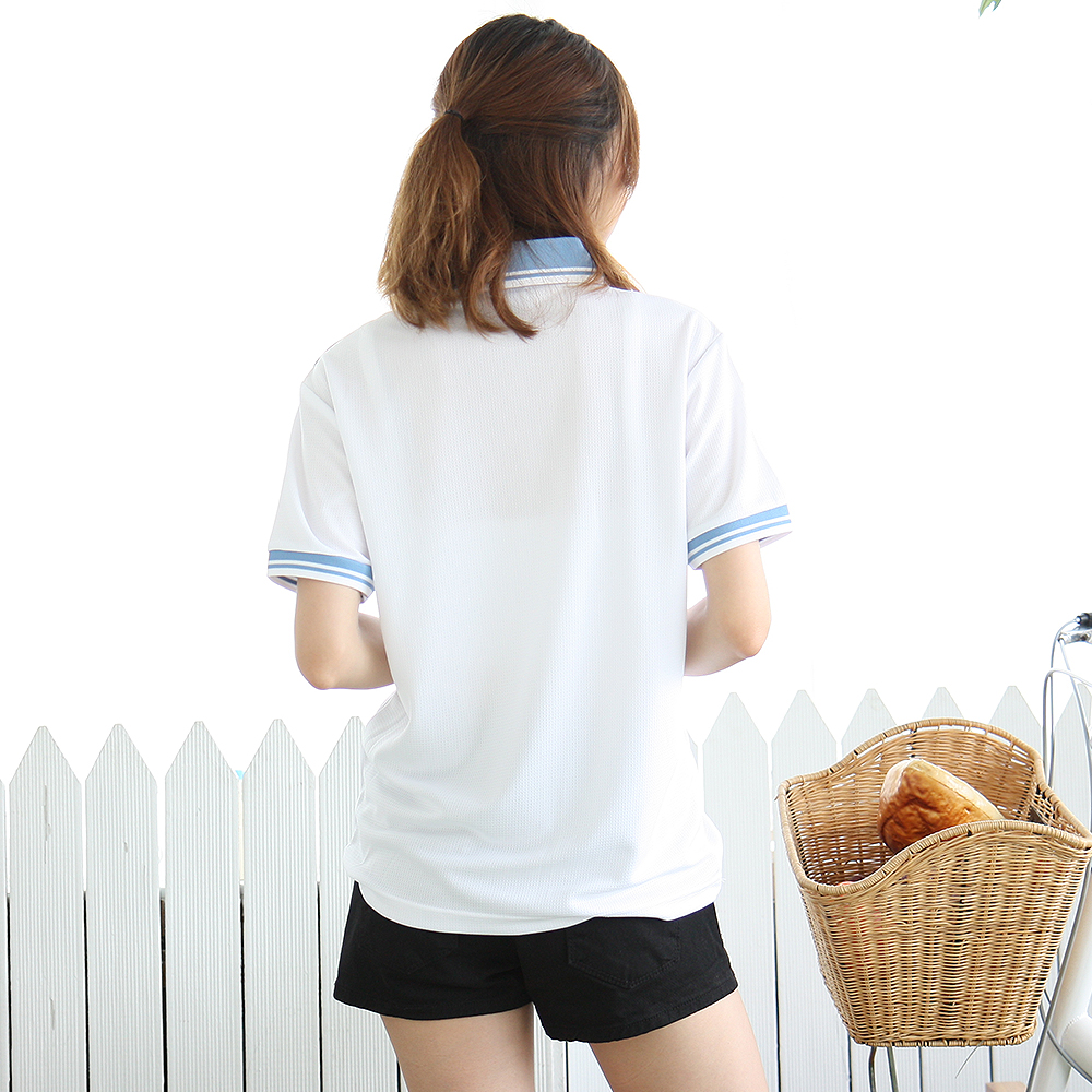 스타일 배색 카라 반팔