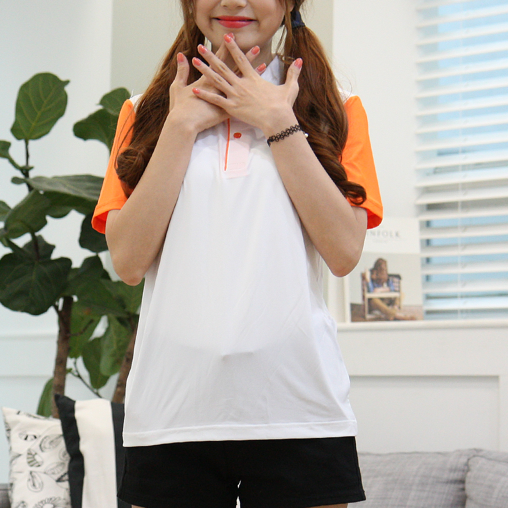 스판덱스 형광 배색 카라티 반팔