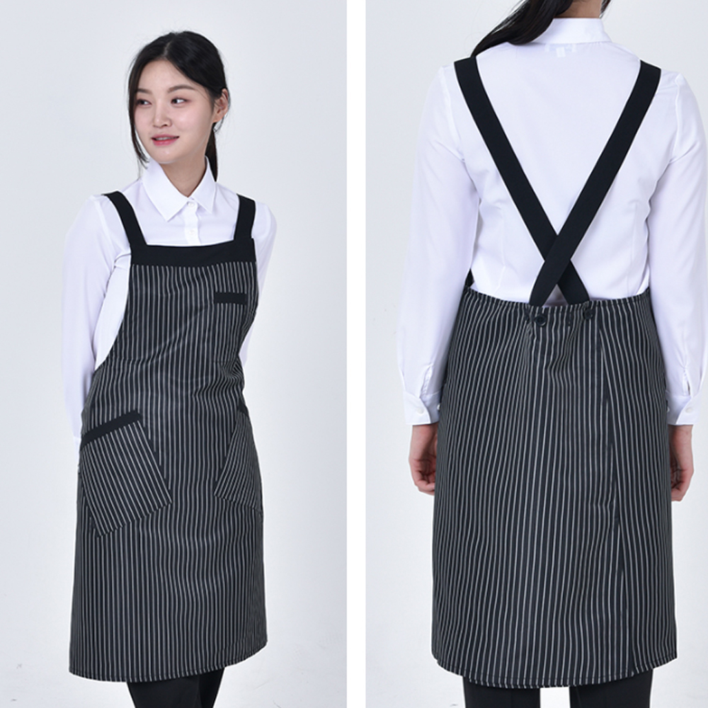 검정 세로줄 앞치마 (H형,X형,엉덩이덮는앞치마)
