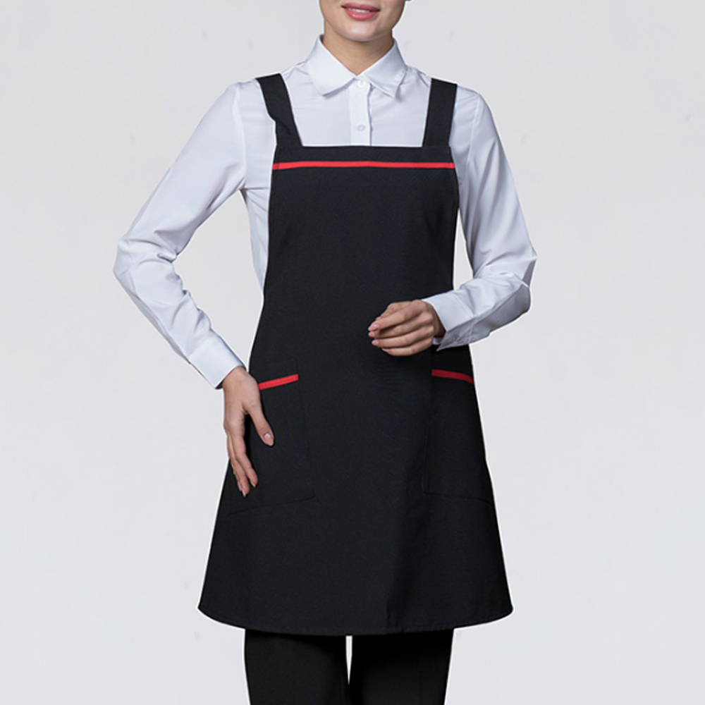 검정 적줄 엉덩이덮는 앞치마