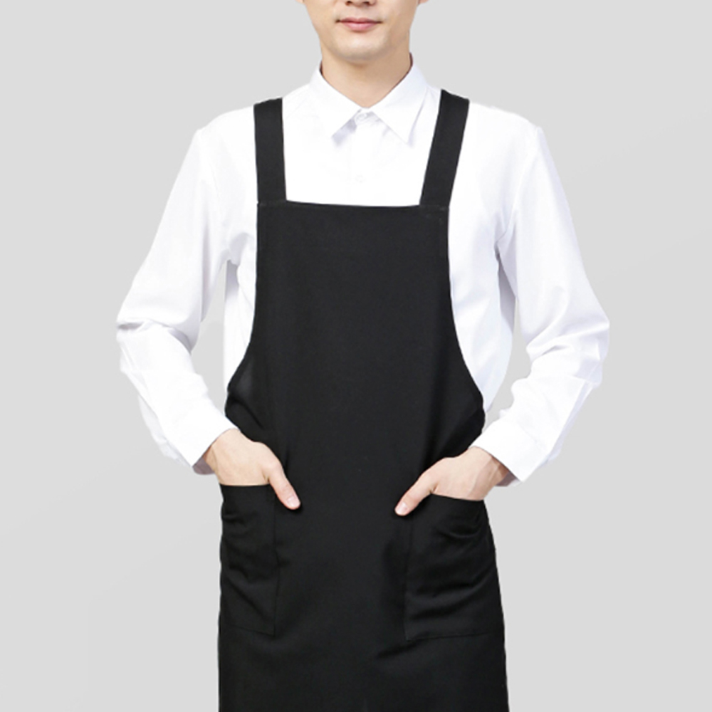 검정 롱 앞치마