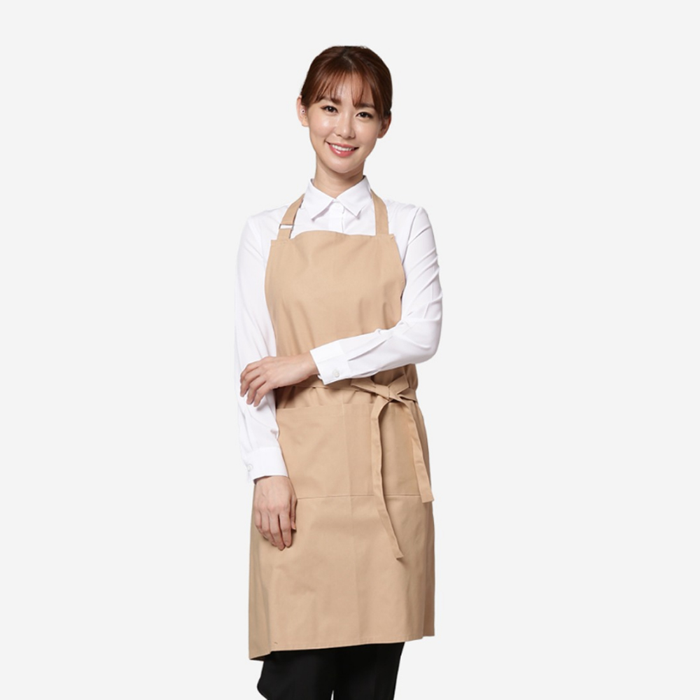 밀크브라운 목걸이형 랩 앞치마