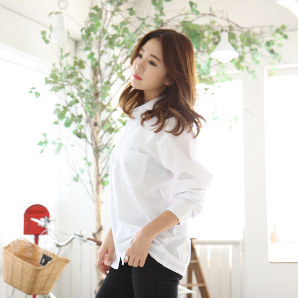 체크 배색 포켓 남방