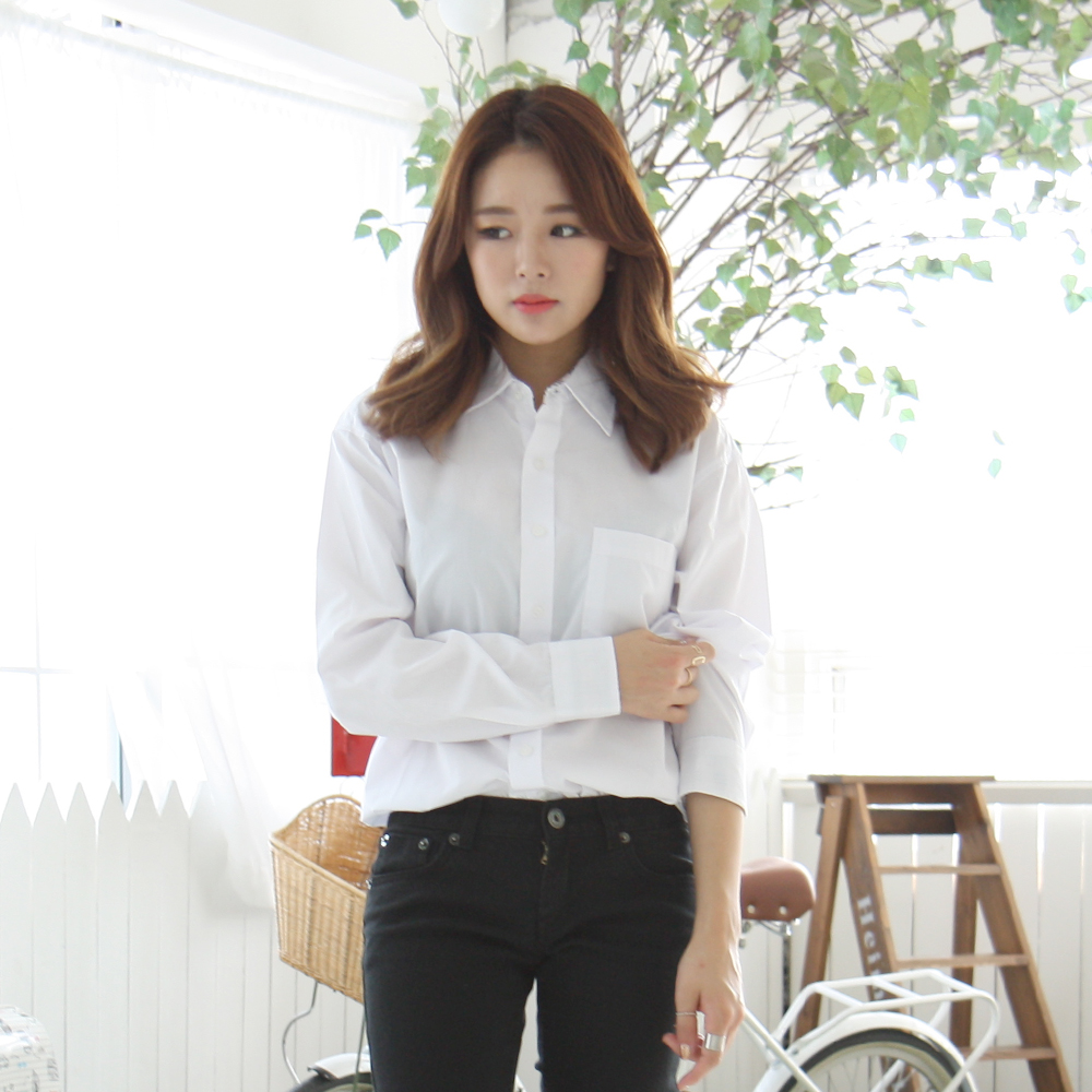 체크 배색 포켓 남방