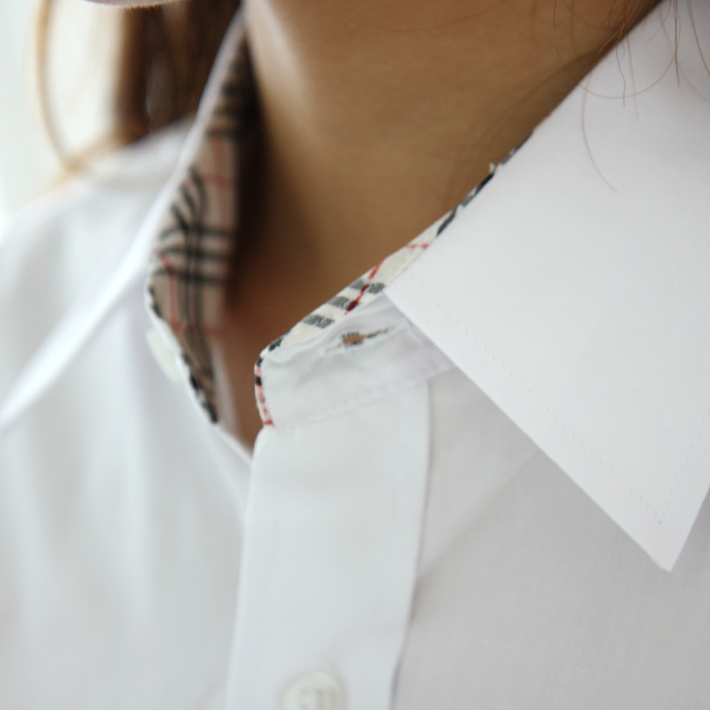 체크 배색 포켓 남방