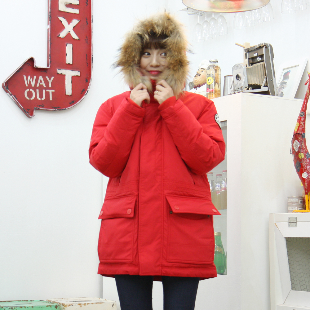 프리미엄 라쿤털 하프코트