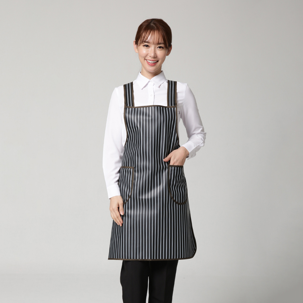 블랙줄 메쉬 우레탄 앞치마 대/소