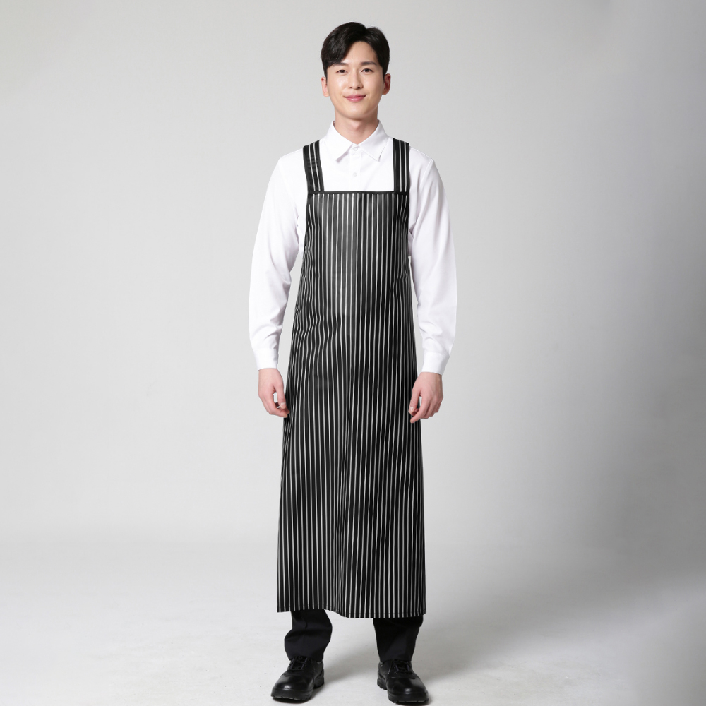 블랙줄 메쉬 우레탄 앞치마 대/소