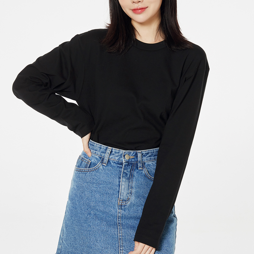 [printstar] 17수 102 베이직 라운드 긴팔-시보리X (성인/아동)